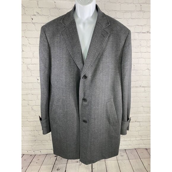 Paul Betenly Lanificio Filarte 100% Wool Gray Herringbone Jacket Coat 46R - Picture 1 of 11
